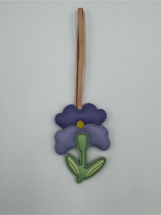 Accessories - Purple Iris Flower Vegan Leather Hanging Charm - Signed NWOT